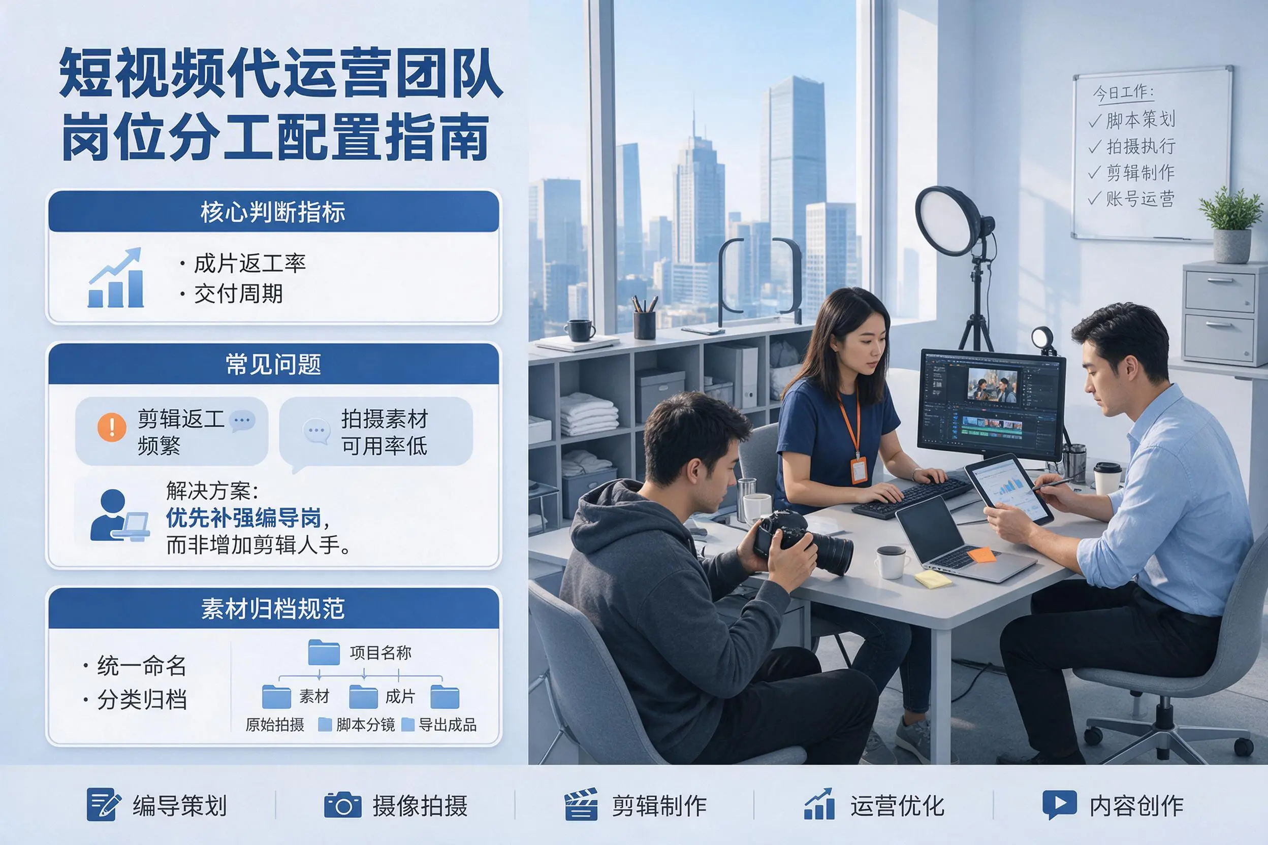 短视频代运营团队如何配置？佳木斯企业岗位分工科普说明