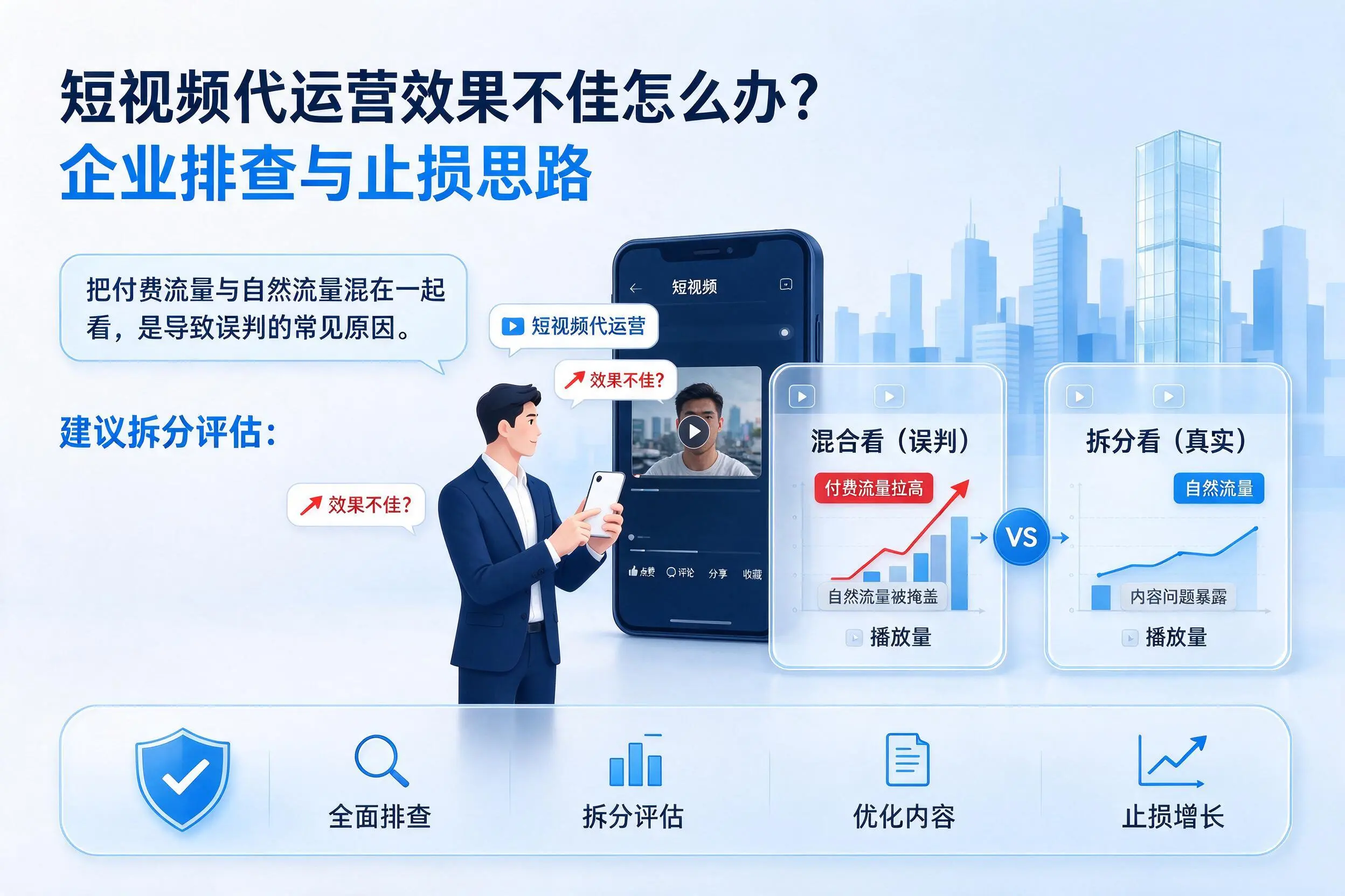 短视频代运营效果不佳怎么办？佳木斯企业排查与止损思路
