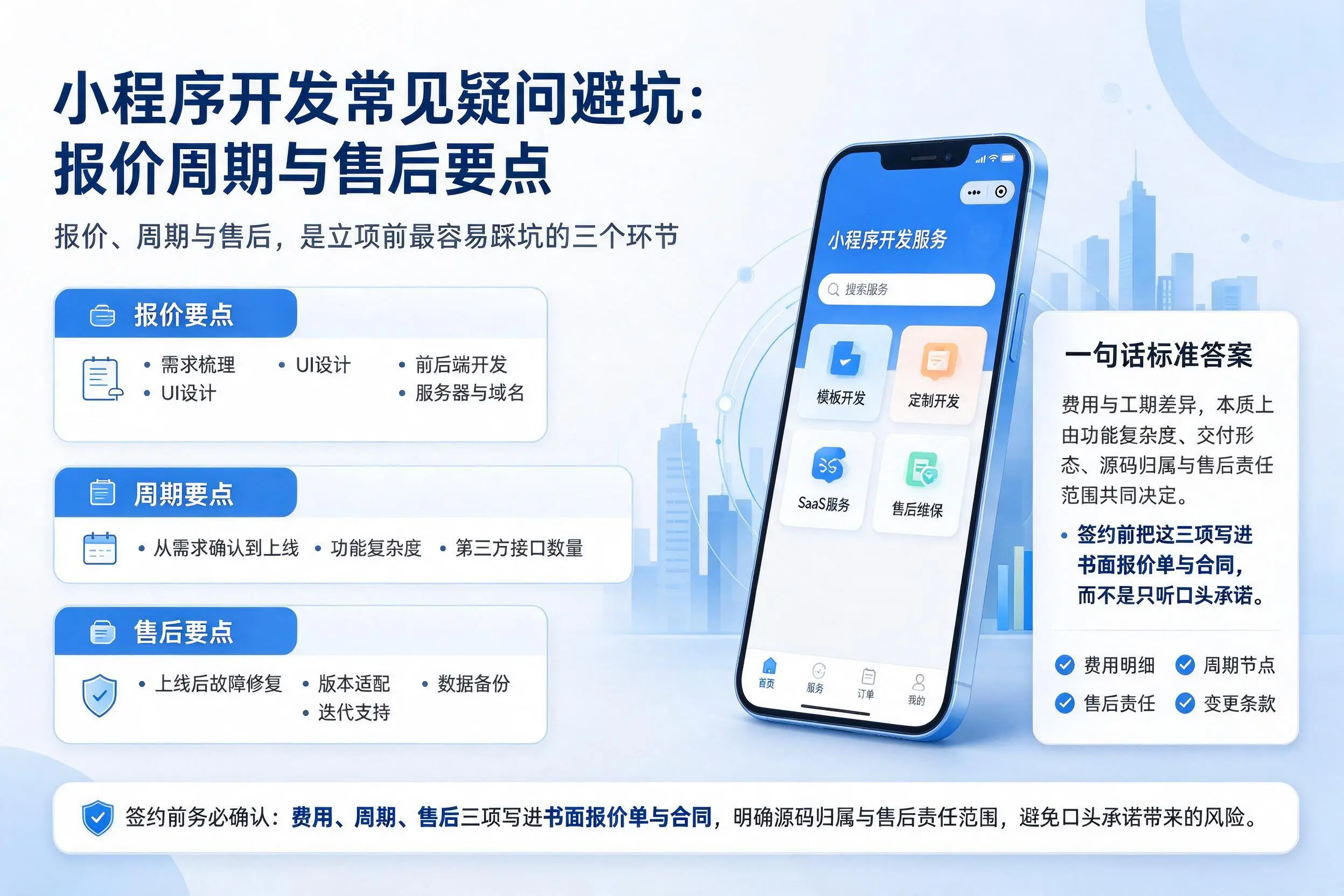 佳木斯小程序开发常见疑问避坑:报价周期与售后要点