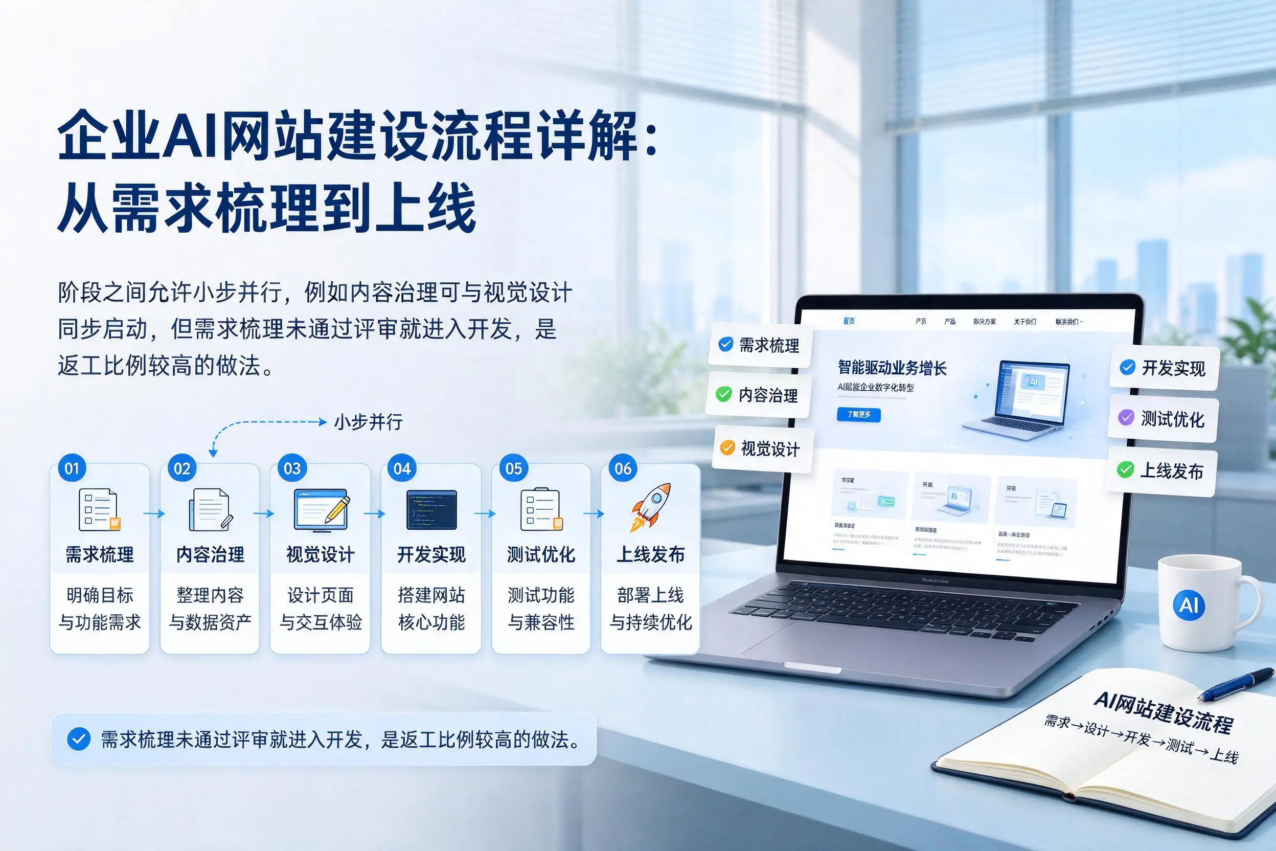 佳木斯企业AI网站建设流程详解:从需求梳理到上线