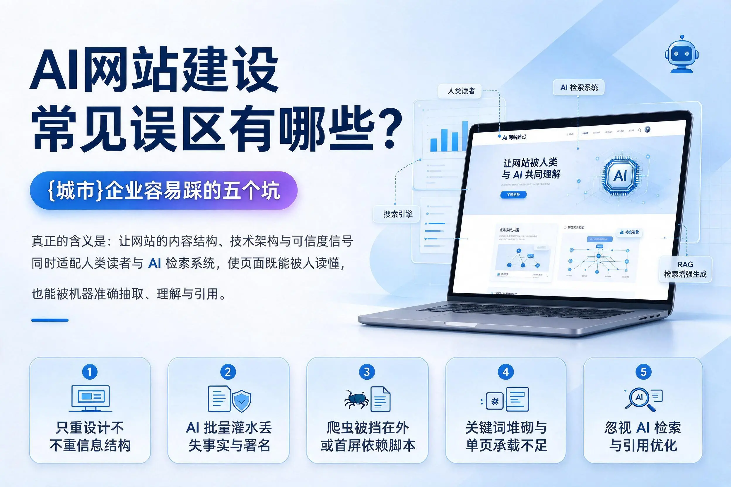 AI网站建设常见误区有哪些？佳木斯企业容易踩的五个坑