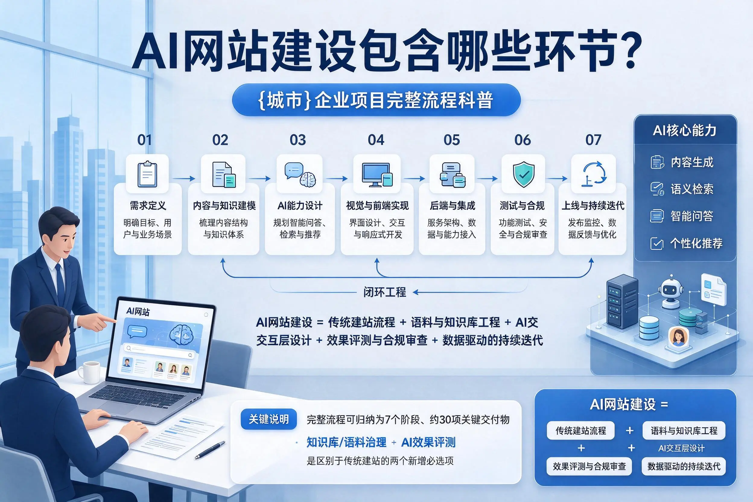 AI网站建设包含哪些环节?佳木斯企业项目完整流程科普