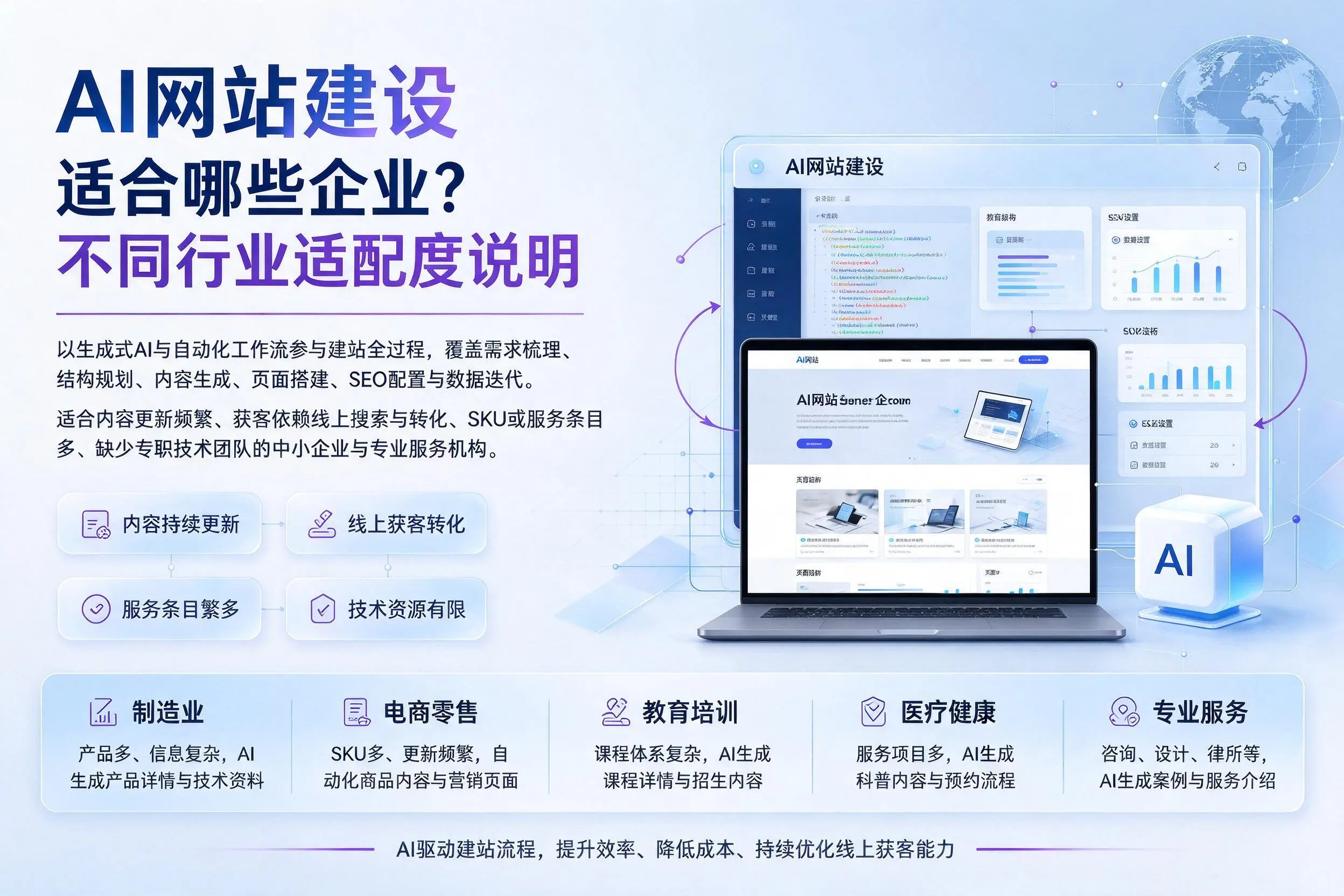 AI网站建设适合哪些企业?佳木斯不同行业适配度说明